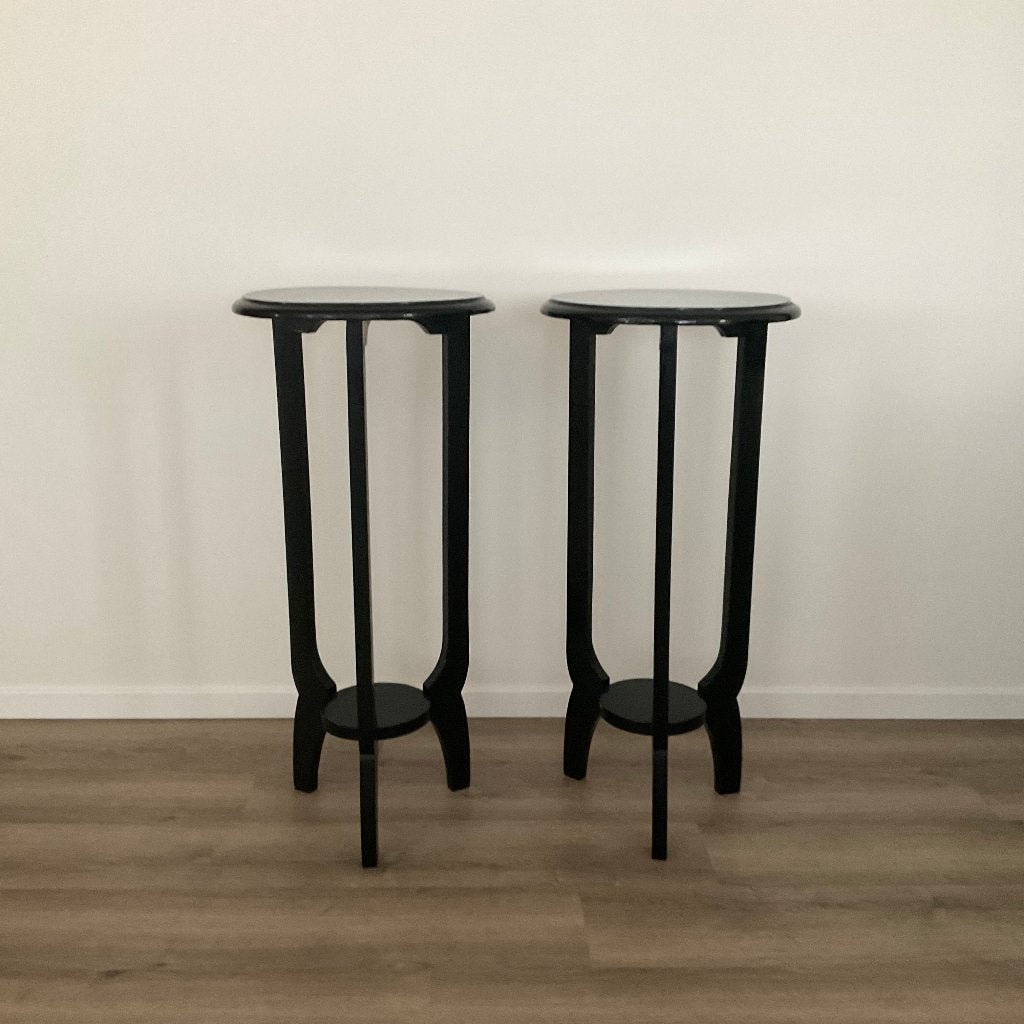 Plantentafels, zwart, 2 stuks vintage, Ophalen