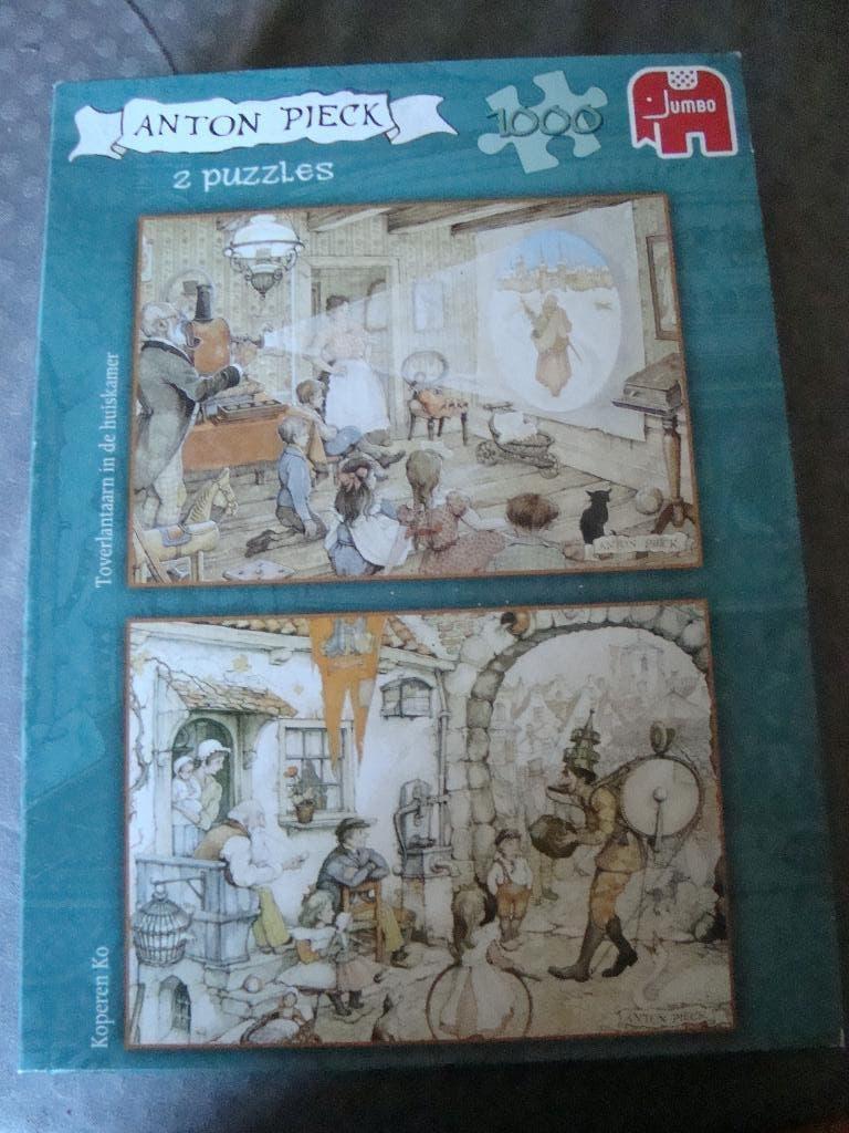 Anton pieck puzzel 2 x 1000 stukjes, Ophalen of Verzenden, 500 t/m 1500 stukjes, Zo goed als nieuw, Legpuzzel