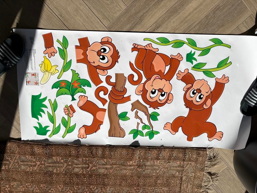 Muursticker apen, ongebruikt, Ophalen of Verzenden, Nieuw, Wanddecoratie