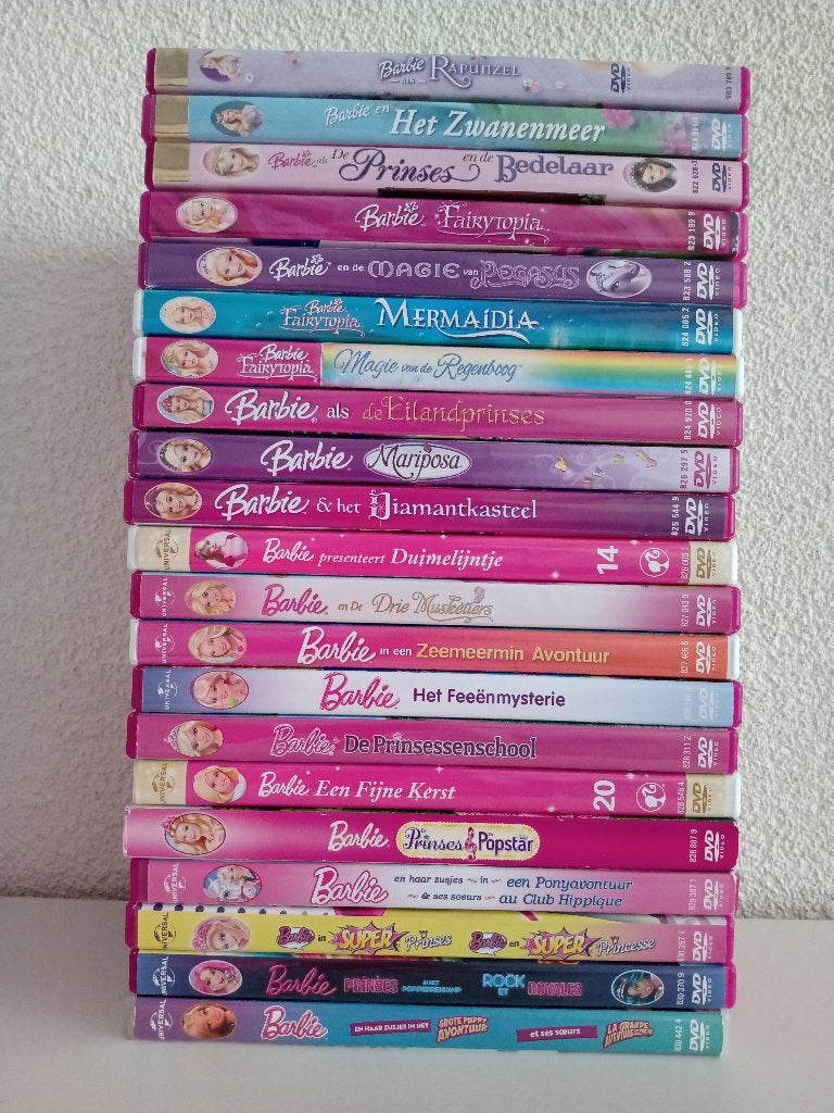 BARBIE DVD’S (21 stuks), Europees, Gebruikt, Tekenfilm, Ophalen of Verzenden