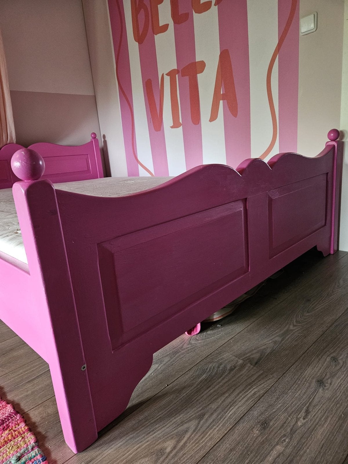 GRATIS!!! Roze twijfelaar, overschilderbaar met lattenbodem, Ophalen, Gebruikt, Overige kleuren, 140 cm