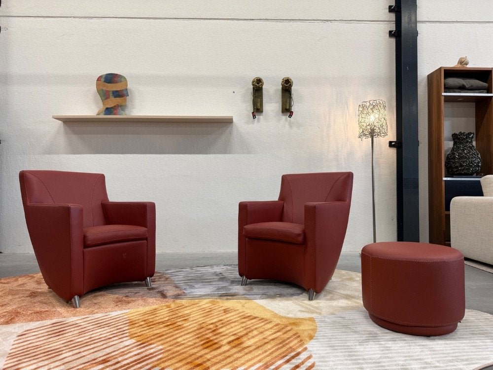 Nieuw Leolux Dolcinea Fauteuil Leer Terracotta Design  Stoel