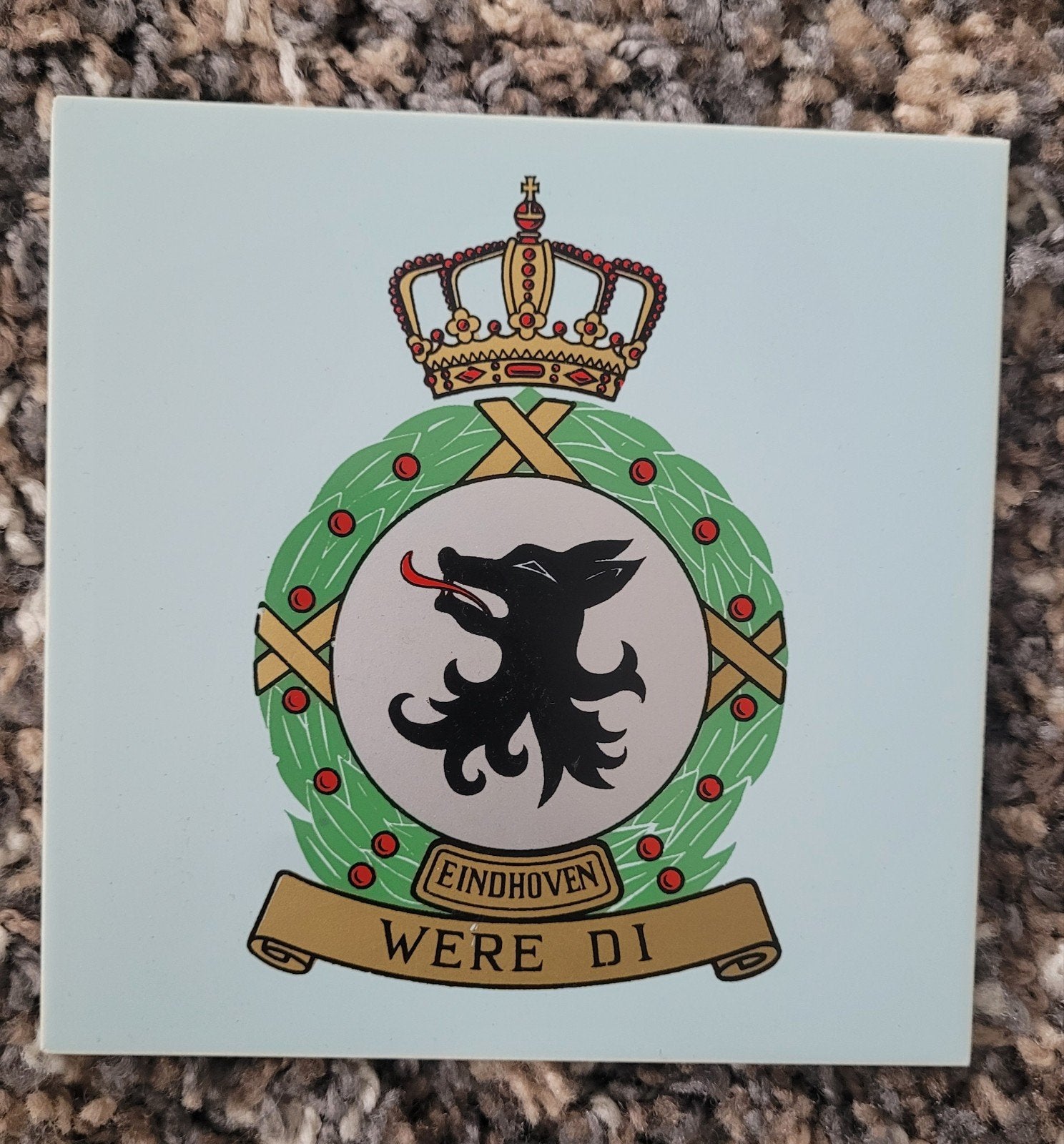 Wapenschild/ tegeltje Vliegbasis EHV (KLU/ CLRS) jaren 70., Ophalen of Verzenden, Luchtmacht, Nederland, Embleem of Badge