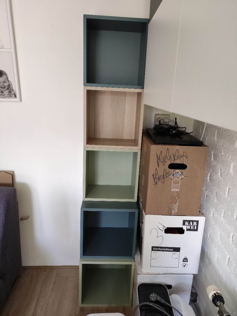 5 Ikea eket kastjes, Huis en Inrichting, Woonaccessoires | Wandplanken en Boekenplanken, Ophalen, Zo goed als nieuw