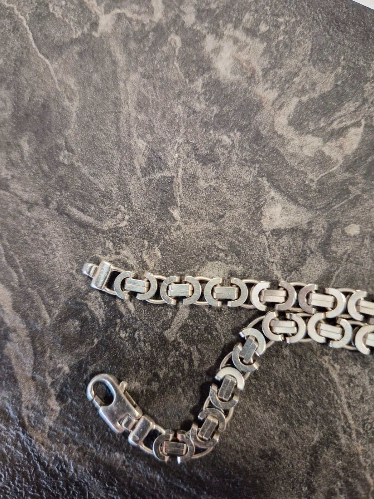 Mooie zilveren platte koningsketting, Ophalen of Verzenden, Zo goed als nieuw, Zilver, Zilver