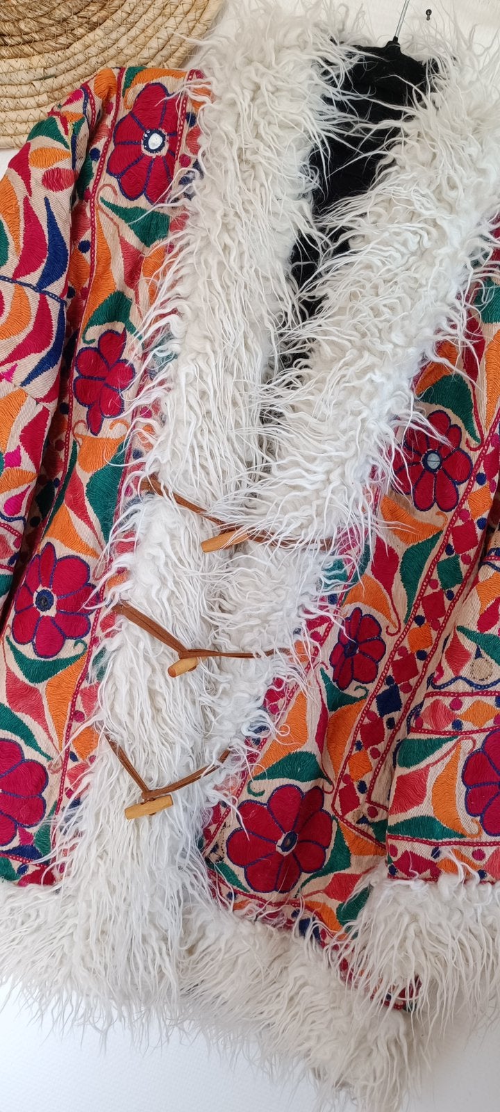 Vintage Afghaanse lammy India jas, Ophalen of Verzenden, Zo goed als nieuw, Maat 42/44 (L), Meerkleurig