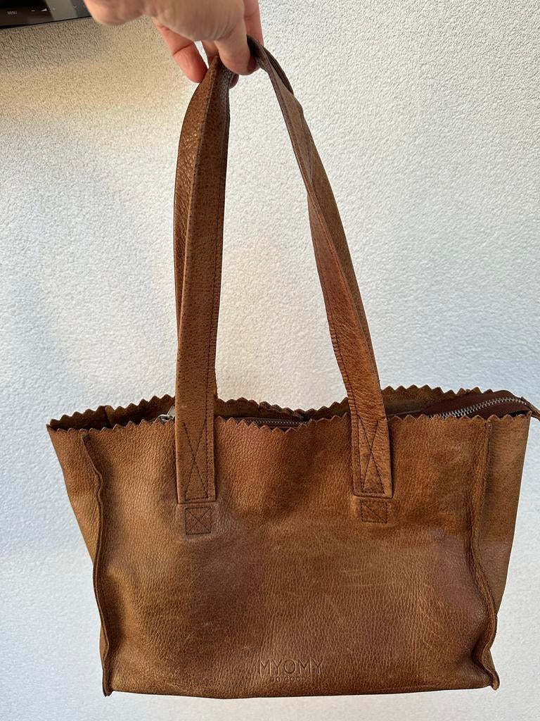 MYOMY paperbag Bruin Leer, Ophalen of Verzenden, Gebruikt, Bruin, Handtas