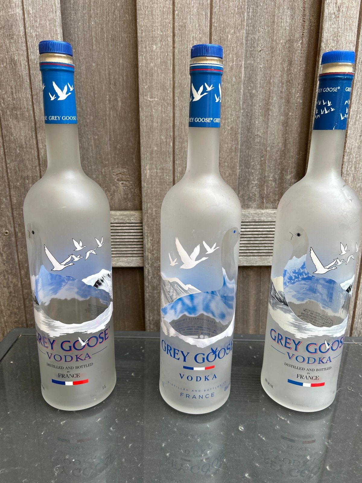 3x Lege Grey Goose Vodka flessen 1 liter, Ophalen of Verzenden, Gebruikt