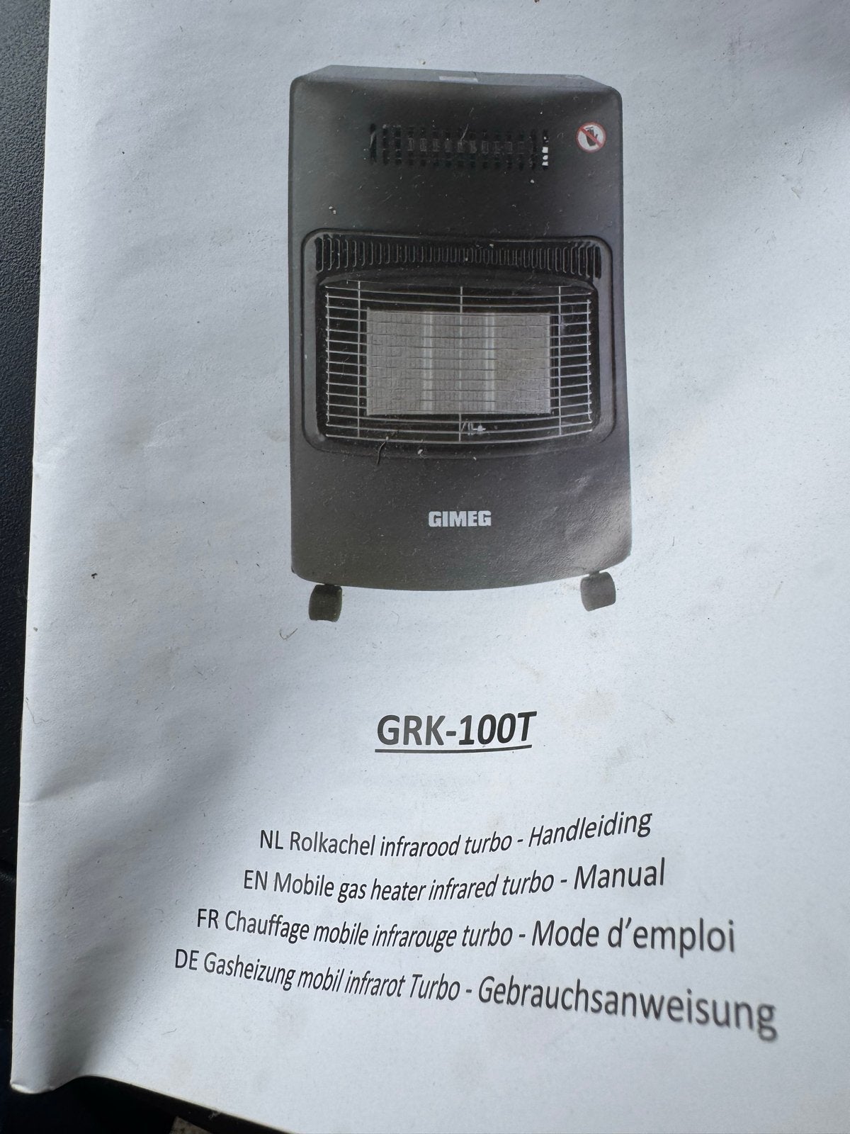 Gimeg GRK 100t Rolkachel Infrarood Turbo Gaskachel, Huis en Inrichting, Ophalen, Gebruikt, Gas, Vrijstaand