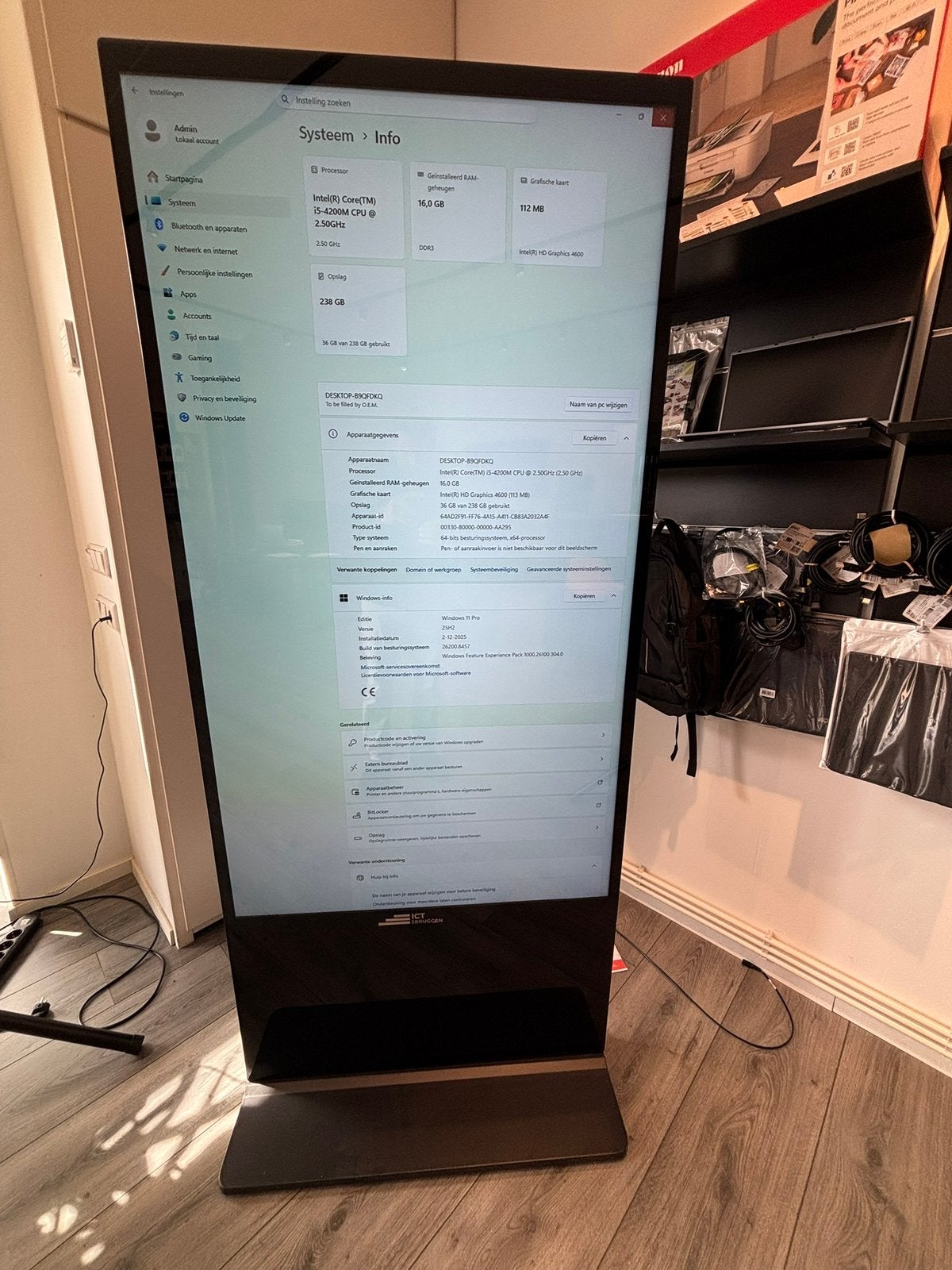 Display 65 inch winkel promotie display windows 11, Audio, Tv en Foto, Overige merken, Info@ict3bruggen.nl, LED, Nieuw
