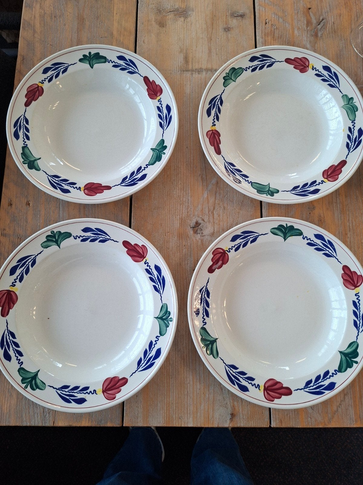 Set van 4 Boch Frères 'Boerenbont' diepe borden, Antiek en Kunst, Ophalen