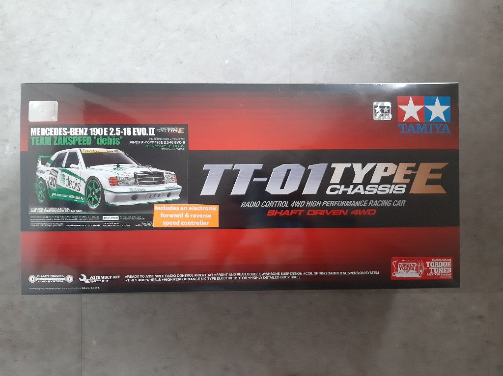 Tamiya 58656 RC MB 190 E 2.5-16 EVO.II Zakspeed Debis TT-01E, Elektro, Nieuw, Ophalen of Verzenden, Schaal 1:10
