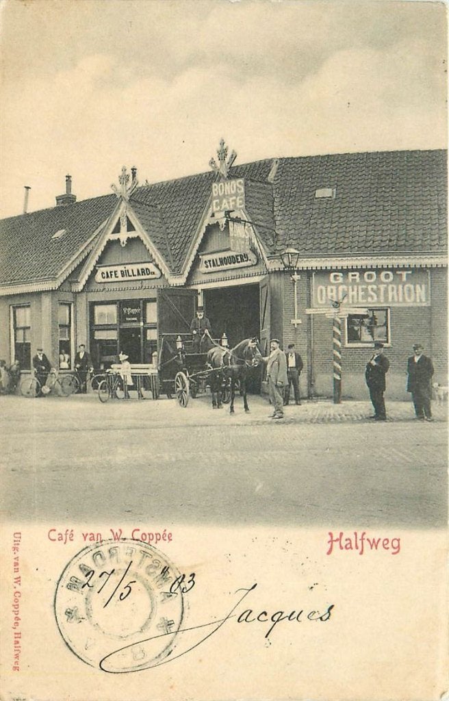 701-186-023 Halfweg Cafe Coppee, Verzamelen, Verzenden, Voor 1920, Noord-Holland