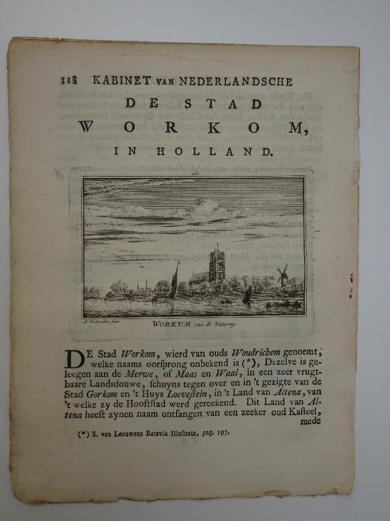 Boekje met 3 gravures zicht op Woudrichem Rademaker, 1750, Antiek en Kunst, Kunst | Etsen en Gravures, Verzenden, Stadsgezicht