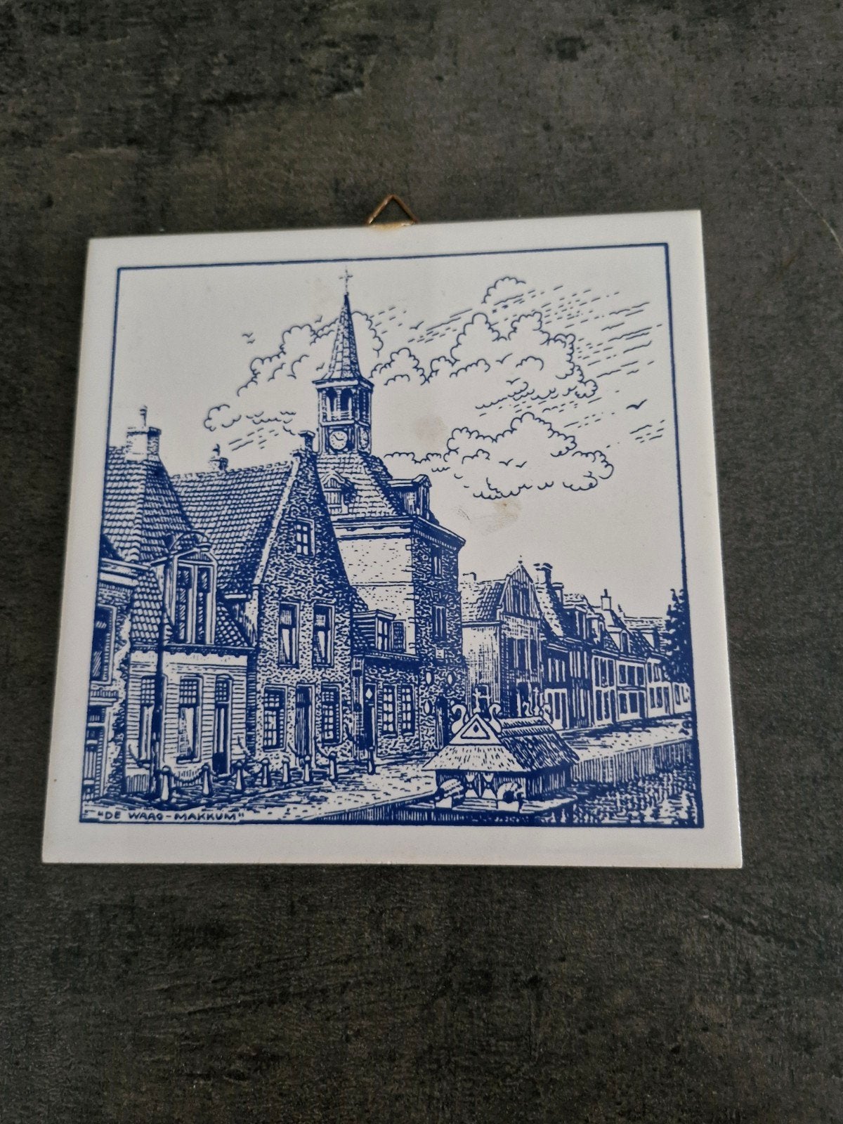 Delfts blauw tegeltje met stadsgezicht 15x15cm, Antiek en Kunst, Antiek | Wandborden en Tegels, Ophalen of Verzenden