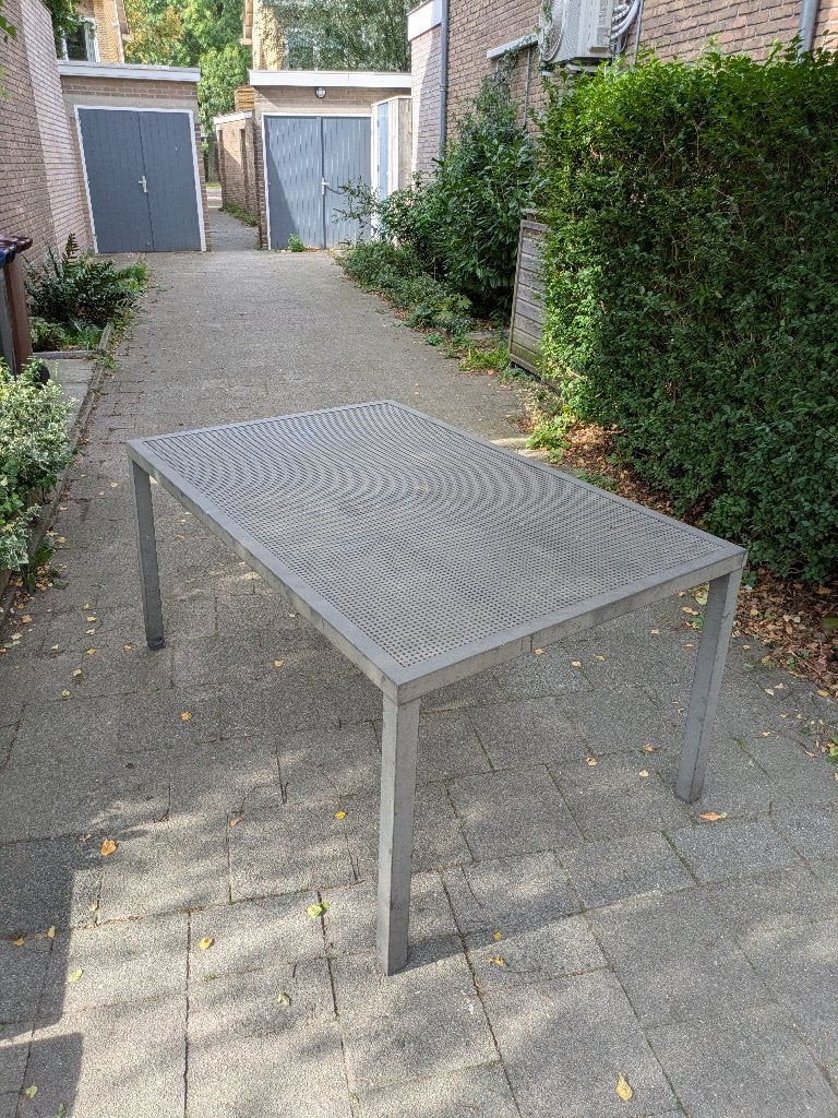 Tuintafel aluminium 156 x 100 cm hoogte 75 cm, Ophalen, Gebruikt, Rechthoekig, Aluminium