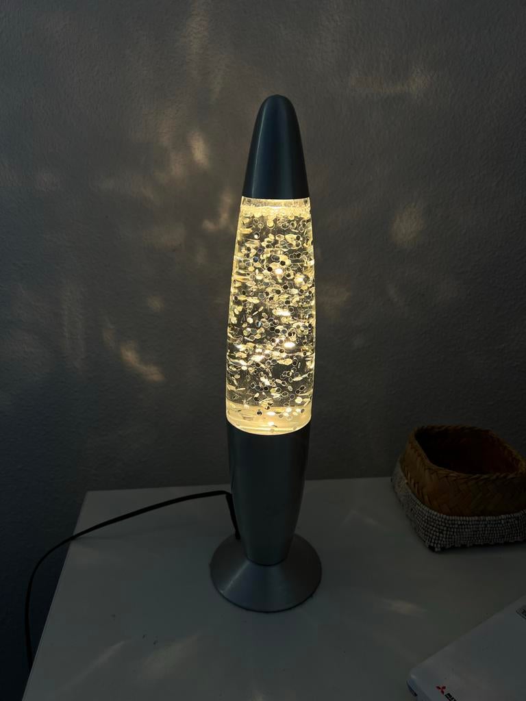 Glitter lavalamp - Zilverkleurig - Sfeervolle verlichting, Huis en Inrichting, Lampen | Overige, Ophalen, Zo goed als nieuw