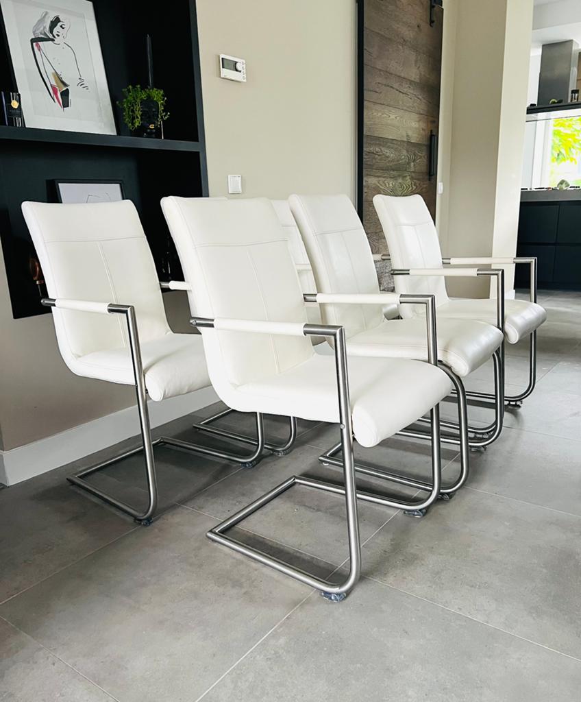Zes wit lederen Henders & Hazel labeled design stoelen, Ophalen, -, Wit, Henders en Hazel
