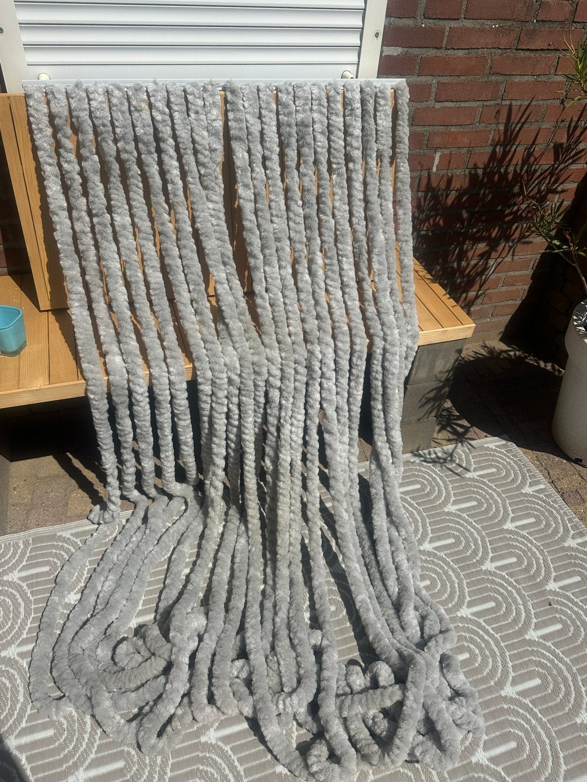 Grijs vliegengordijn 90x203 cm / kattenstaart, Ophalen, Gebruikt, Grijs, Vliegengordijn