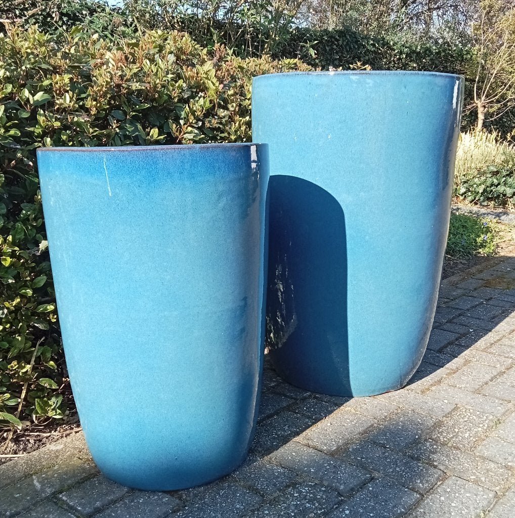 Geglazuurde pot Noble antic bleu in twee maten nieuw., Ophalen, 40 cm of meer, Rond, Nieuw