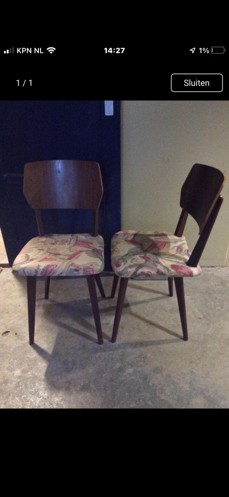 2 Vintage Teak Stoelen jaren 50, Ophalen, Twee, Bruin, Zo goed als nieuw