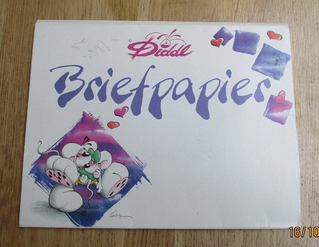 Vintage mapje met Diddl briefpapier 7 vellen 1 envelop, Verzamelen, Ophalen of Verzenden, Diddl, Gebruikt, Overige typen