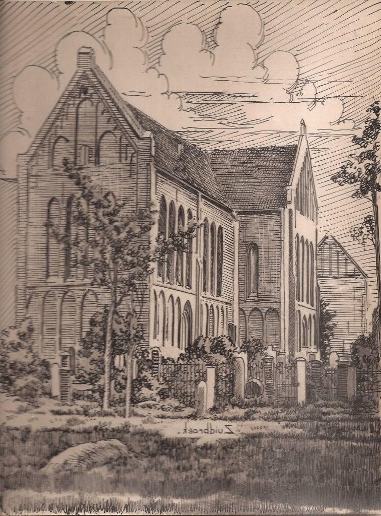 Zuidbroek Groningen Kerk 1948 tekening Sievers, Antiek en Kunst, Kunst | Tekeningen en Foto's, Ophalen of Verzenden, Tekening