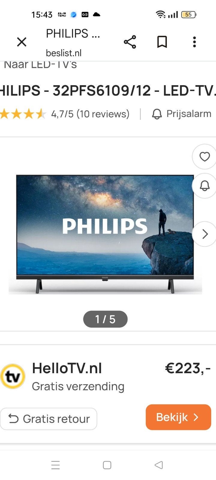 Tv te koop, Audio, Tv en Foto, Televisies, 50 Hz, Zo goed als nieuw, 100 cm of meer, Ophalen