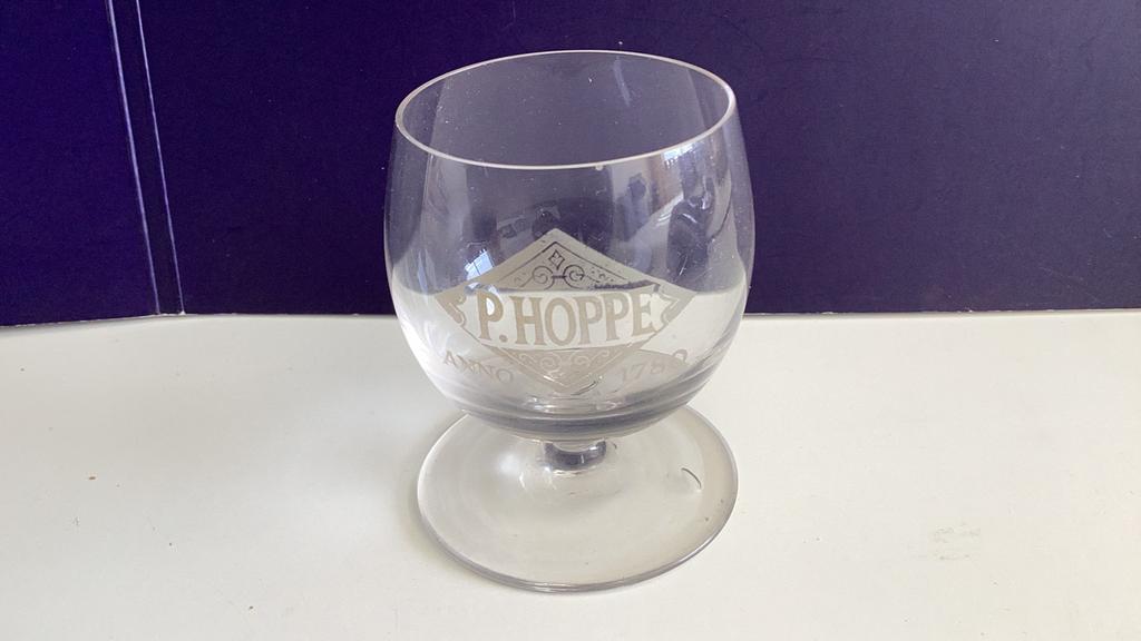 Borrelglaasjes P.Hoppe Schiedam, Ophalen of Verzenden, Zo goed als nieuw, Borrel- of Shotglas