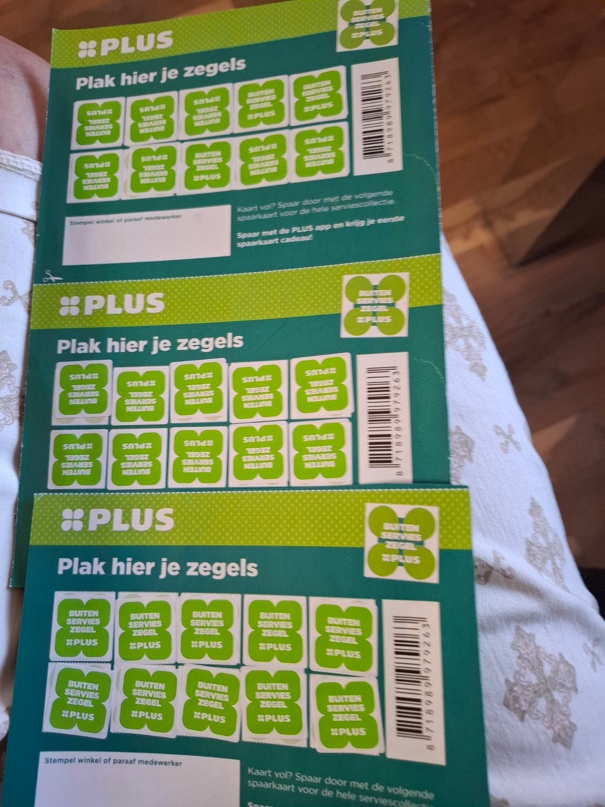 Plus zegels buiten servies 3 volle kaarten, Verzamelen, Plus, Ophalen of Verzenden