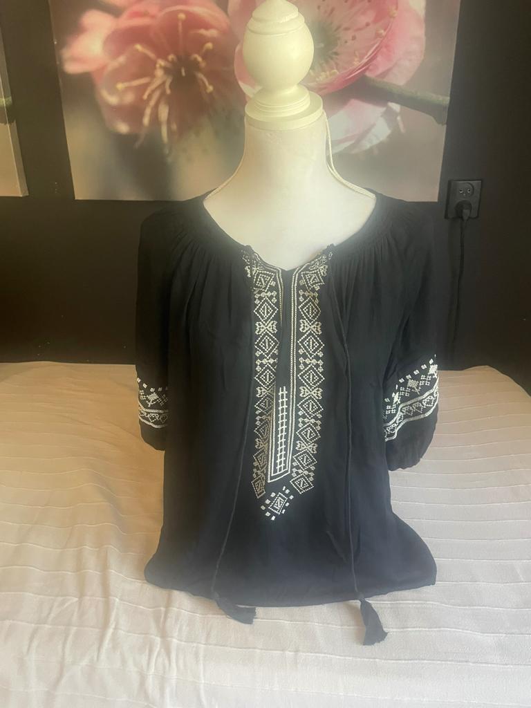 Bohème top, Kleding | Dames, Maat 38/40 (M), Zwart, Ophalen of Verzenden, Korte mouw