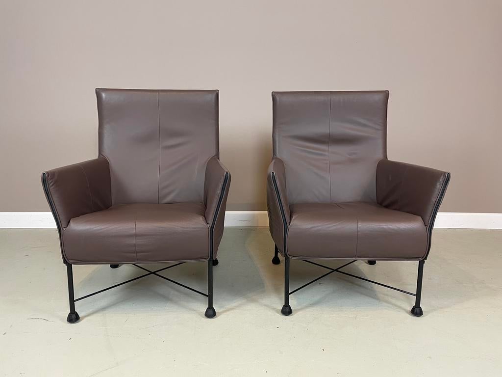 2 Montis Charly fauteuils Gerard van den Berg ZGAN, Huis en Inrichting, Fauteuils, Ophalen, Zo goed als nieuw, Leer