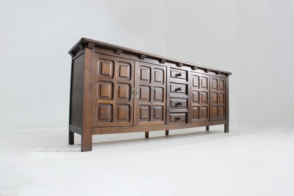Vintage Brutalist sideboard 1970s, Huis en Inrichting, Kasten | Dressoirs, 150 tot 200 cm, Ophalen of Verzenden, 25 tot 50 cm