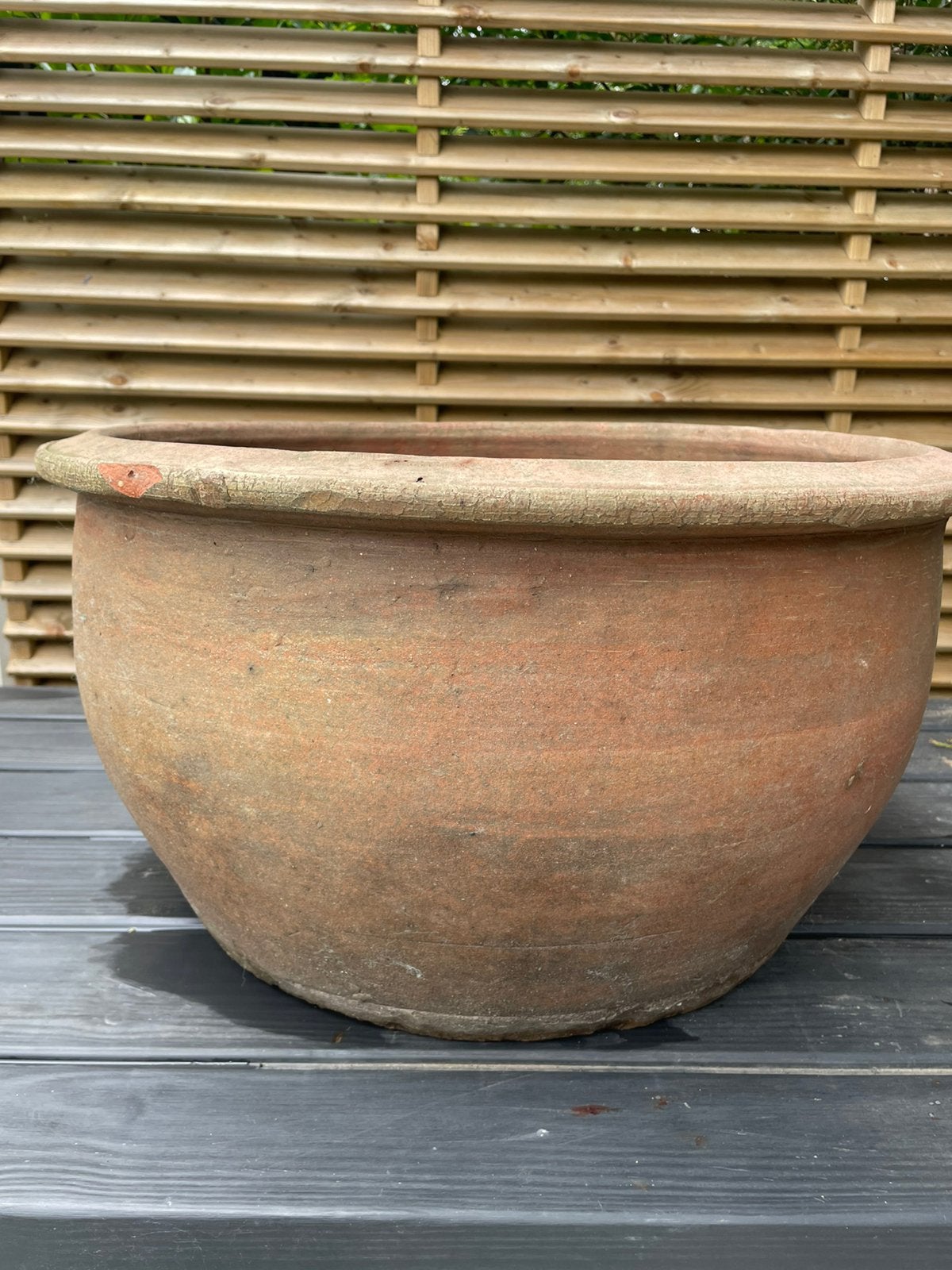 Grote ronde terra cotta plantenbak, Tuin en Terras, Bloempotten, Ophalen, Gebruikt, Rond, 40 cm of meer
