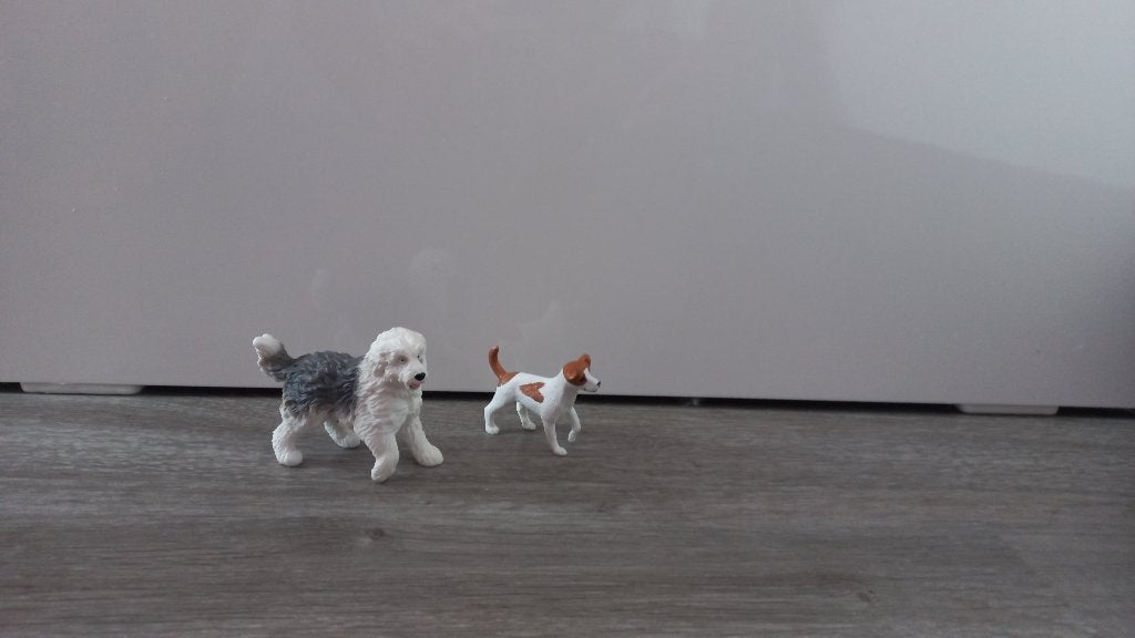 Schleich honden set bobtail en jack russel, Ophalen of Verzenden, Zo goed als nieuw