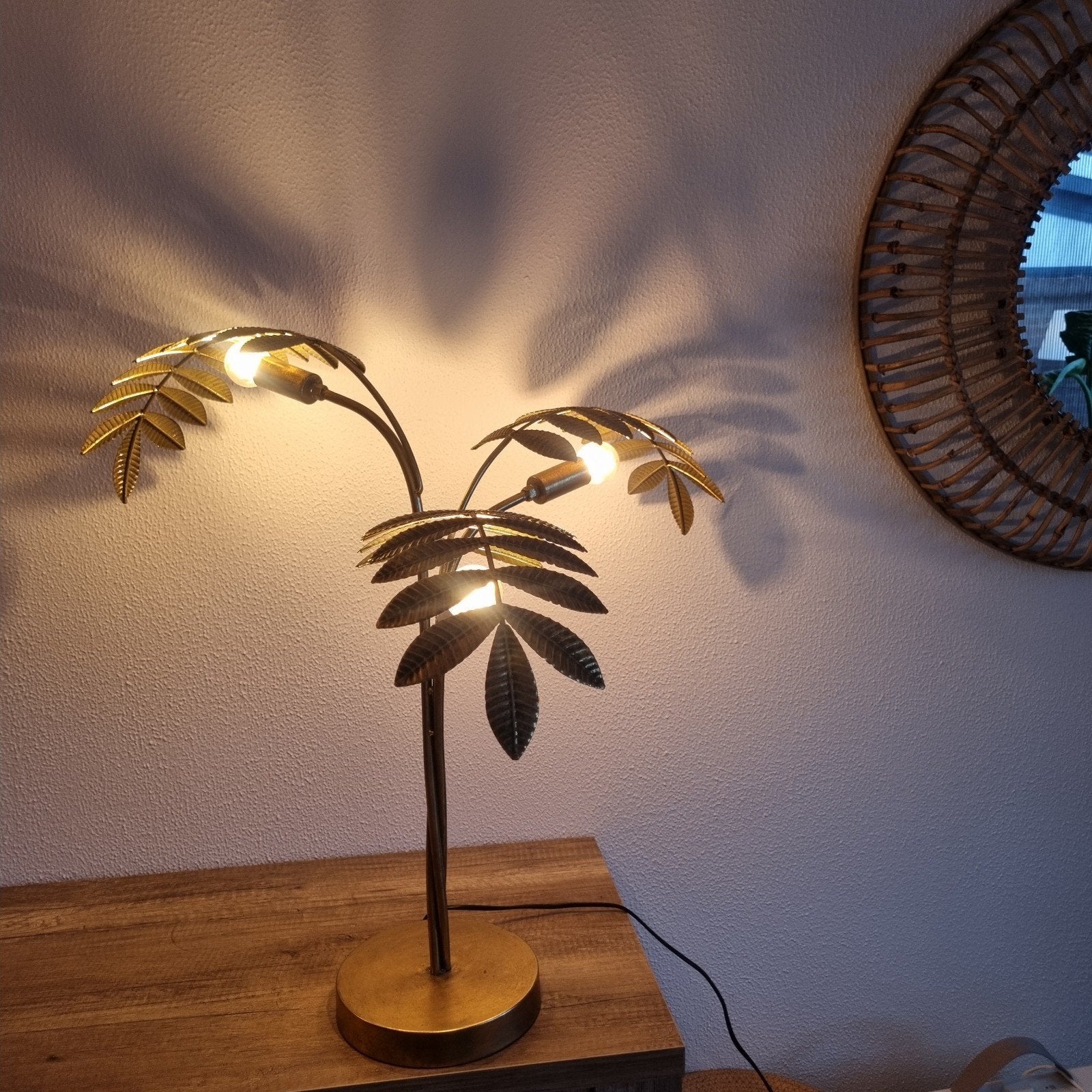 J-Line Tafellamp Palmboom, Ophalen, Overige merken, Goud, Nieuw