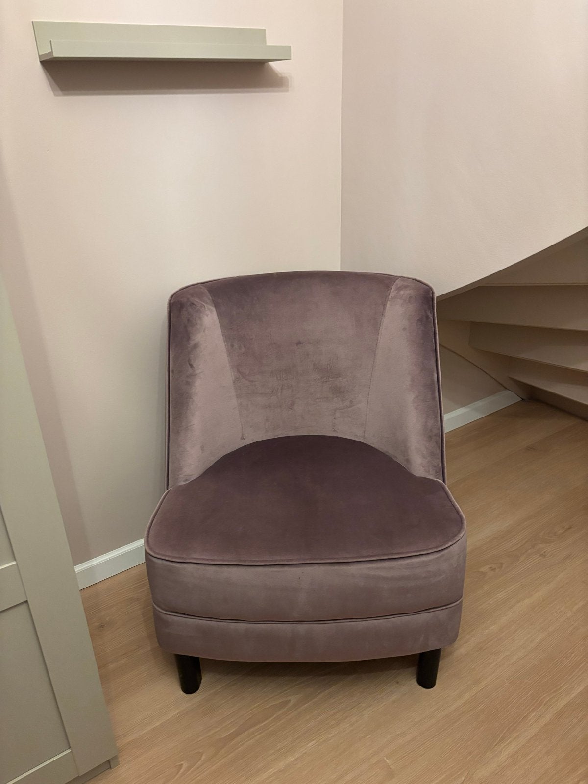 Oudroze velvet fauteuil, Huis en Inrichting, Fauteuils, Ophalen, Minder dan 75 cm, Zo goed als nieuw, Stof
