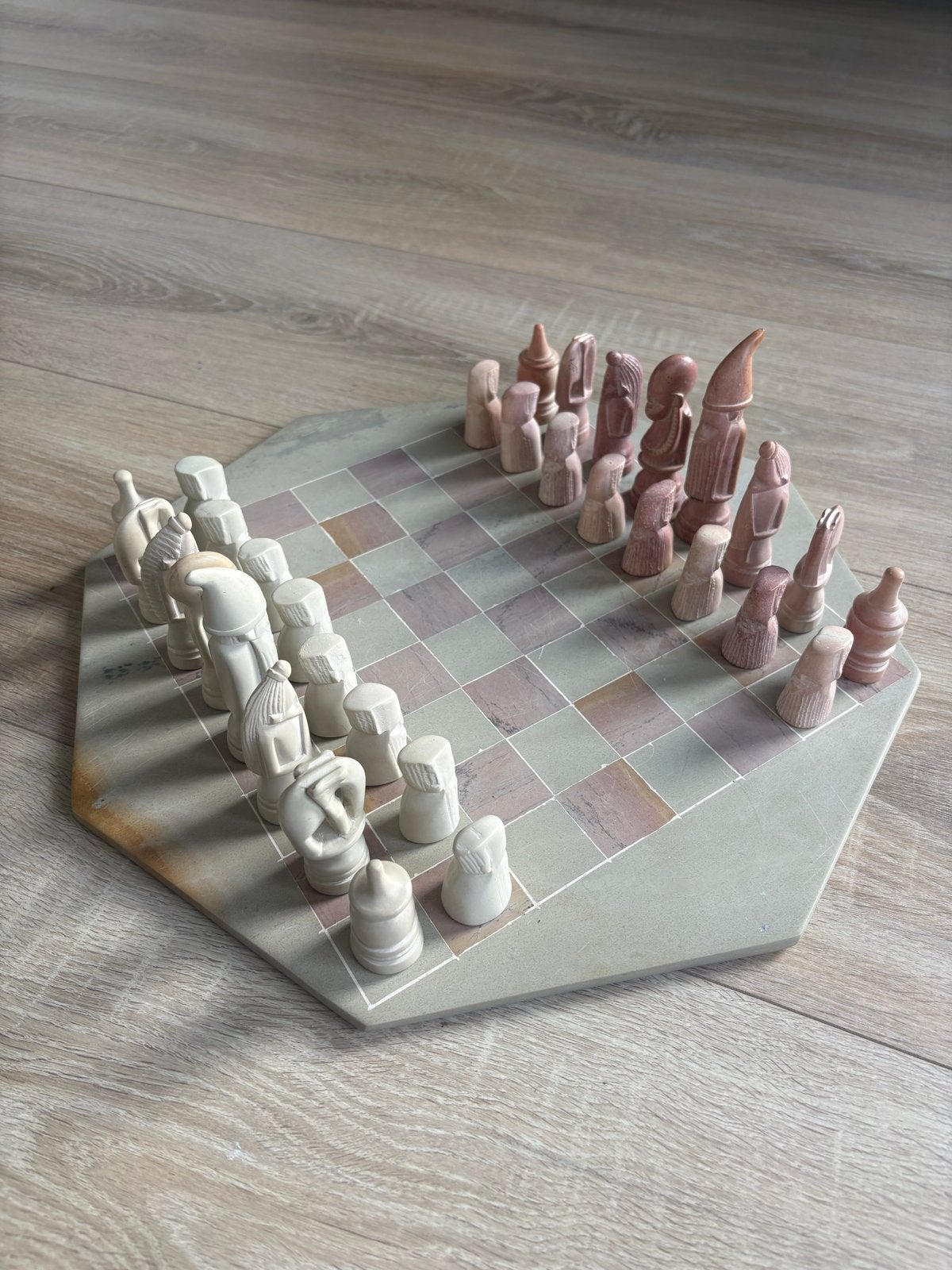 Uniek Marmeren Schaakspel - Handgemaakt, Een of twee spelers, Ophalen of Verzenden, Zo goed als nieuw