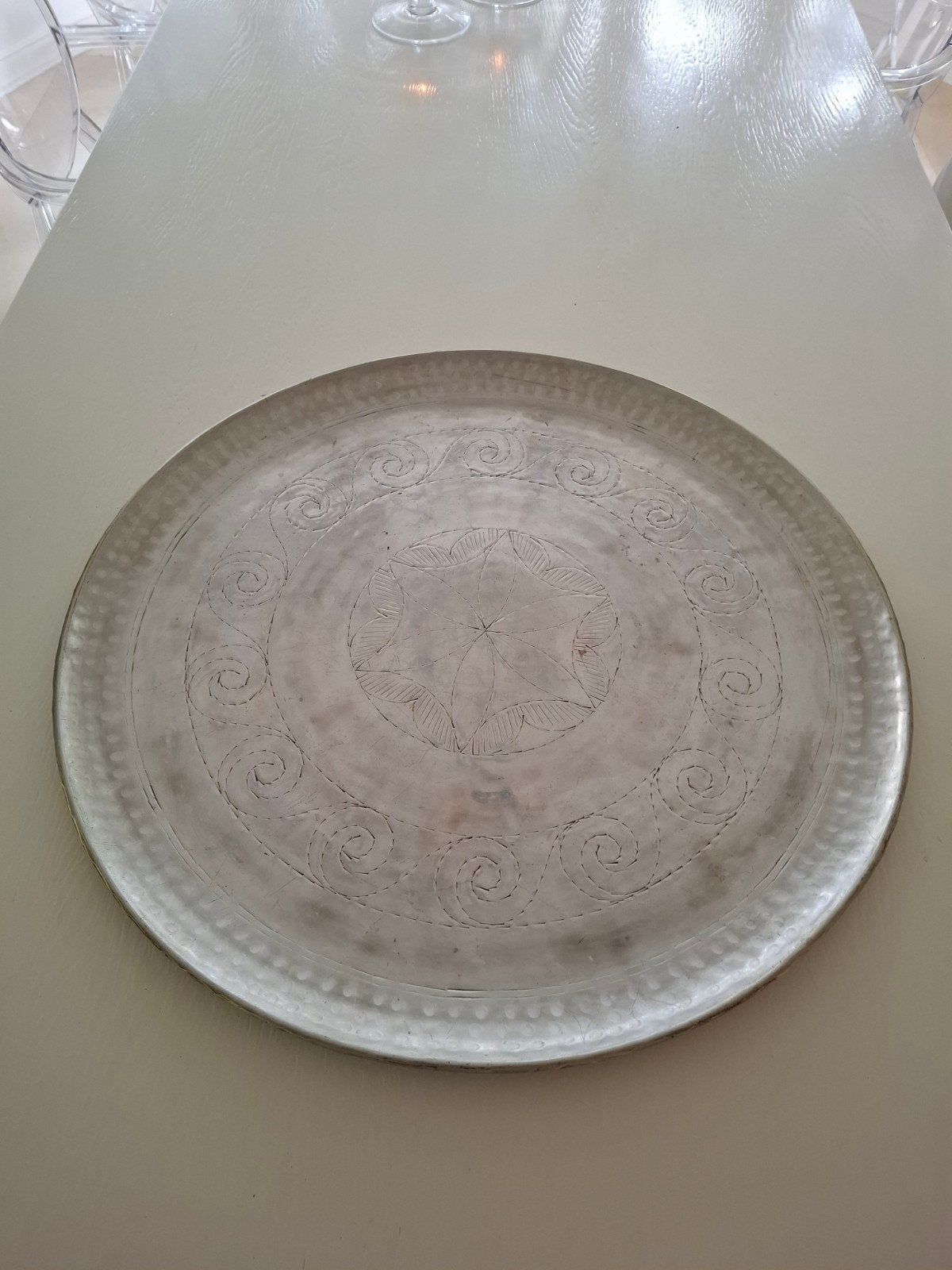 Turks dienbland 68 cm rond, Rond, Ophalen of Verzenden, Zo goed als nieuw, Metaal