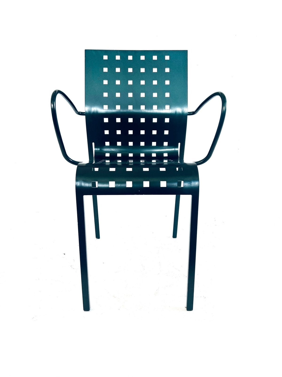 ‘Mirandolina’ stoel, Pietro Arosio, Zanotta ‘90, Vintage retro buisframe design rotan webbing papercord deens, Blauw, Ophalen of Verzenden