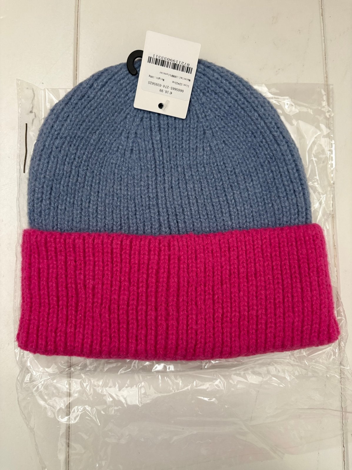 Roze Blauwe Colourblock Beanie Muts Nieuw, Verzenden, Nieuw
