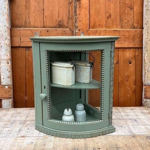 Vitrine kastje groen sier hoek pronk brocante 52 cm hoog, Ophalen, Brocante landelijk, Minder dan 100 cm, 25 tot 50 cm