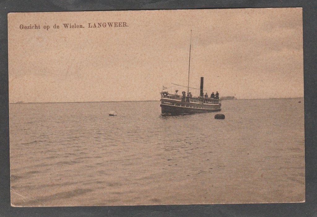 langweer gezicht op de wielen  met schip, Verzenden, Voor 1920, Gelopen, Friesland