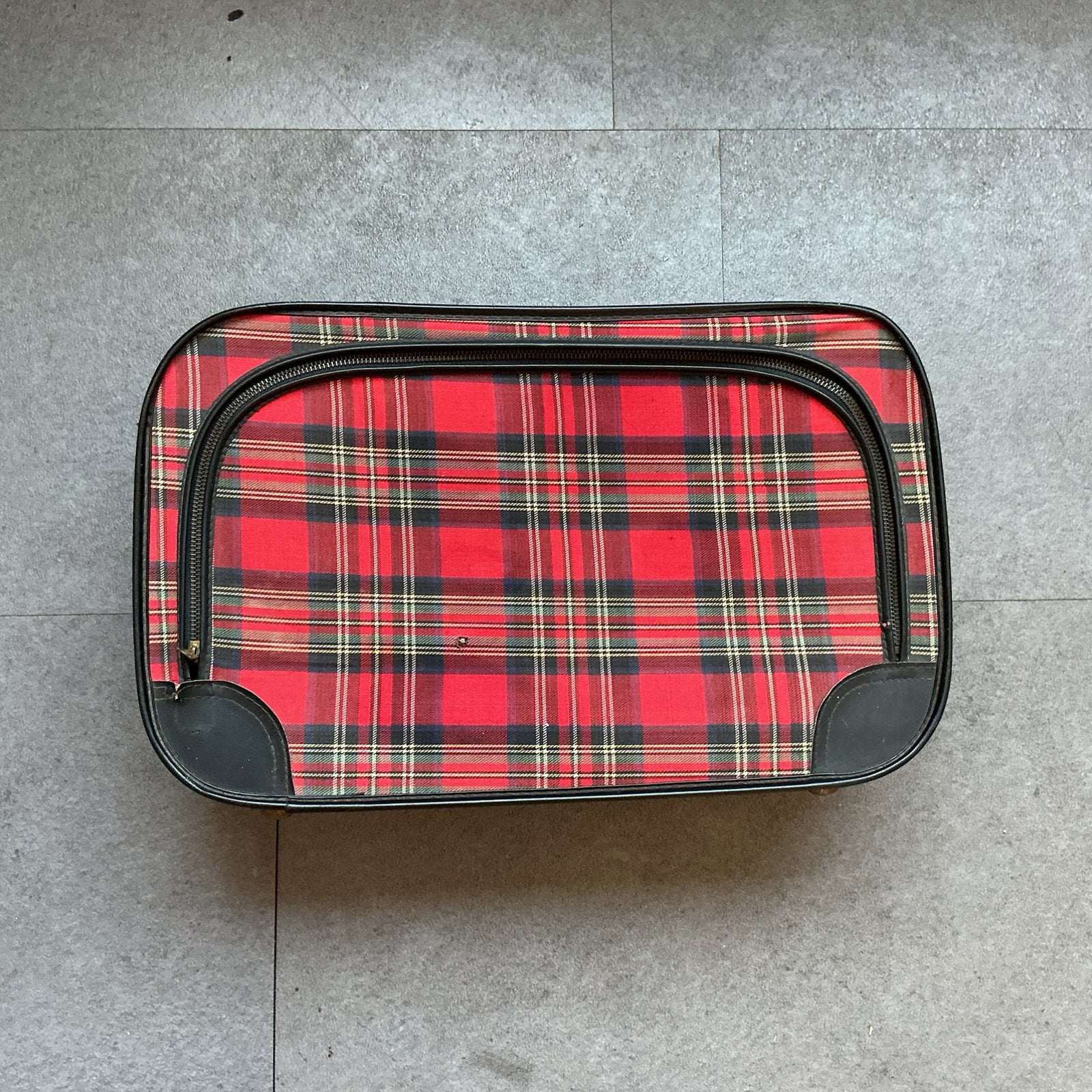 Rood geruite tartan koffer, vintage, Ophalen of Verzenden, Zo goed als nieuw, Minder dan 50 cm, Minder dan 35 cm