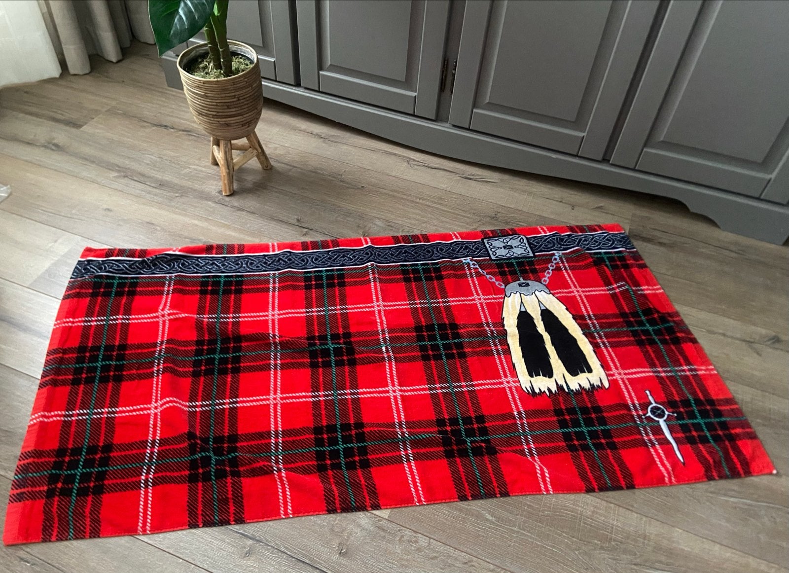 Schotse Badlaken met Tartan Patroon en Kilt Design, Ophalen, Meerkleurig, Overige stijlen, Zo goed als nieuw