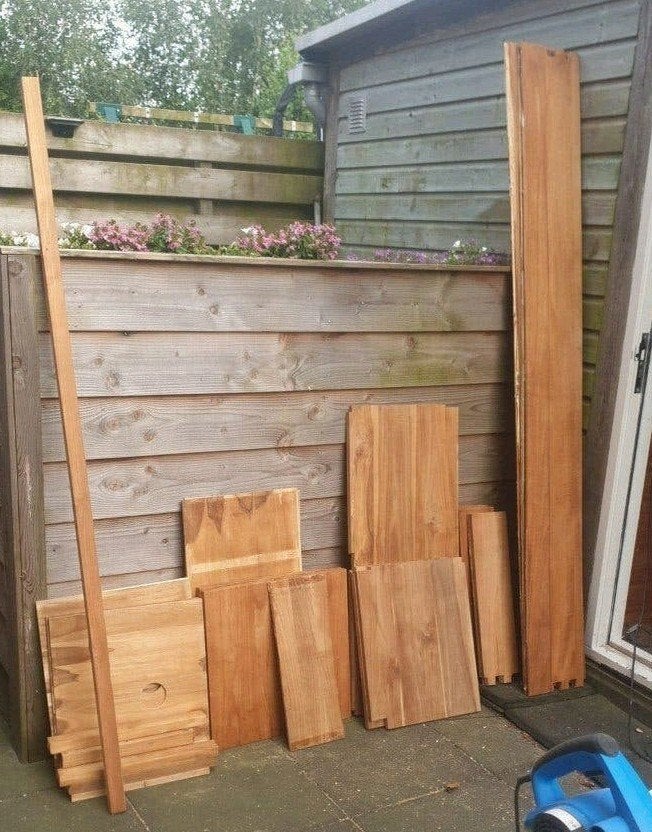 verschillende Teak houten planken en balken., Ophalen, Gebruikt, Hout