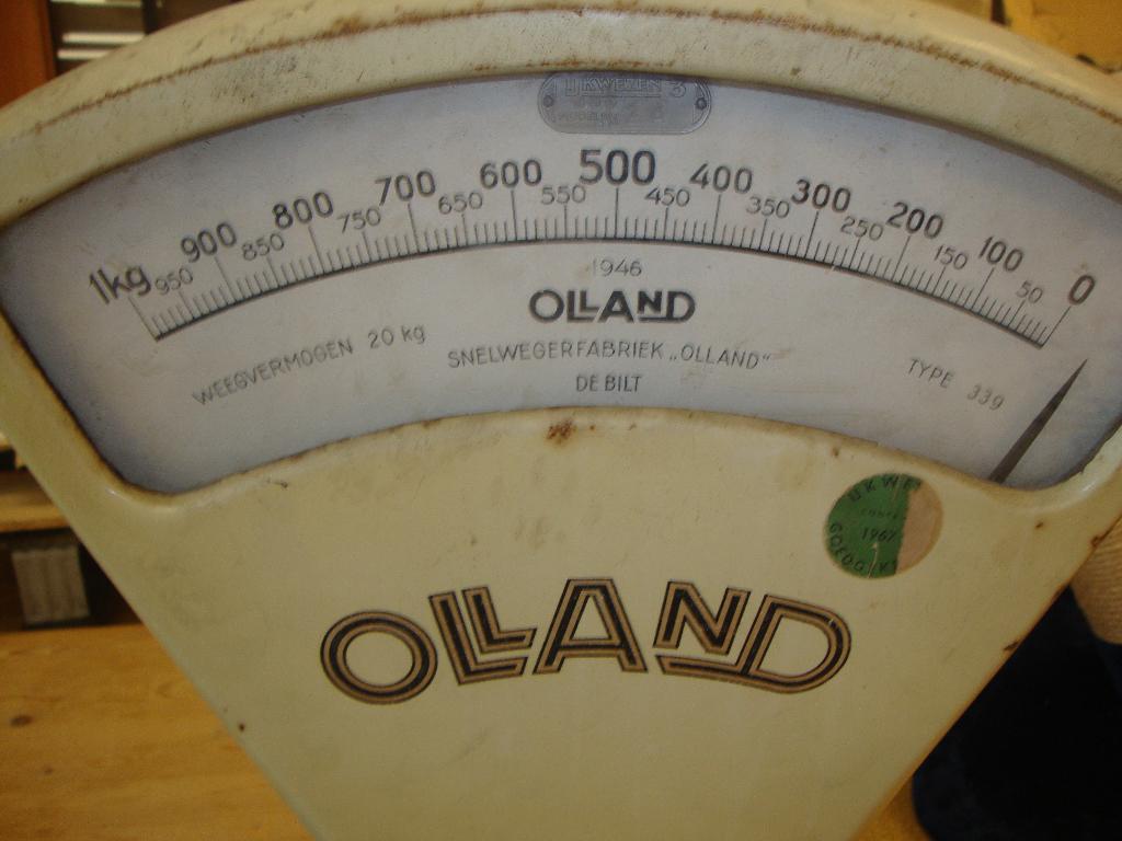 olland 1946 weegschaal 20 kilo oudje opknapper, Witgoed en Apparatuur, Weegschalen, Ophalen, Gebruikt, Winkelweegschaal, Analoog