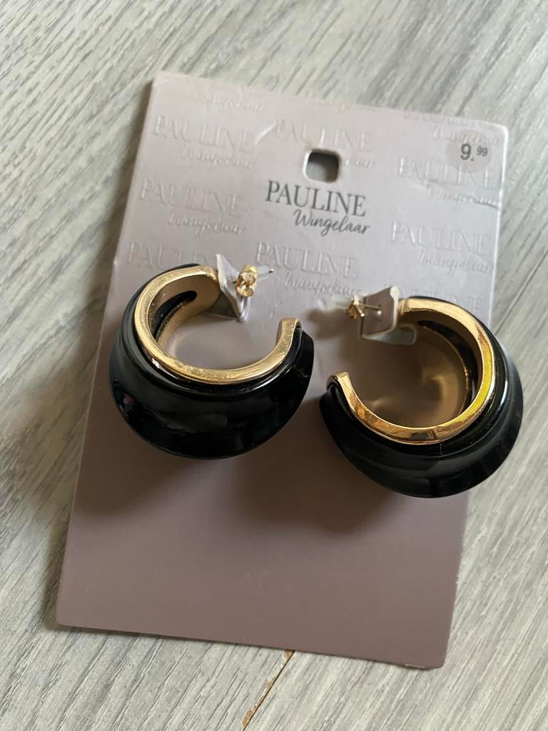 Pauline Wingelaar Oorbellen - Nieuwe Feest Collectie Kruidva, Overige materialen, Hangers, Zwart, Nieuw
