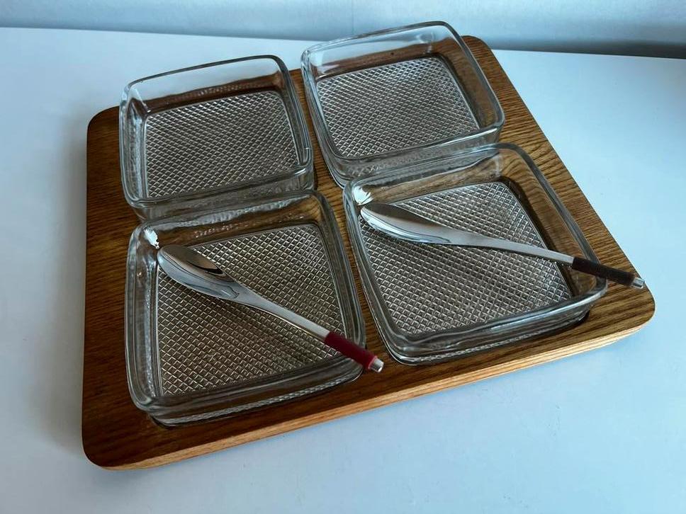 Vintage Expertic GDR Serving Tray Teakhout Schalen 70’s, Huis en Inrichting, Schaal, Vierkant, Ophalen of Verzenden, Zo goed als nieuw