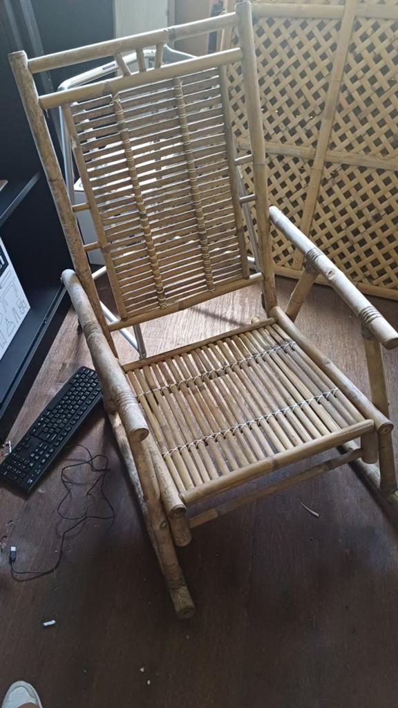 Schommelstoel Bamboe, Huis en Inrichting, Stoelen, Ophalen, Zo goed als nieuw, Wit, Eén